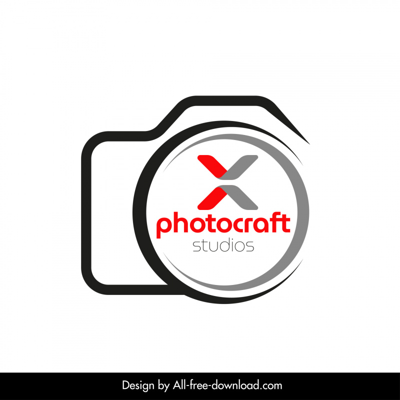 xphotocraft studios logo template flat camera sketch
