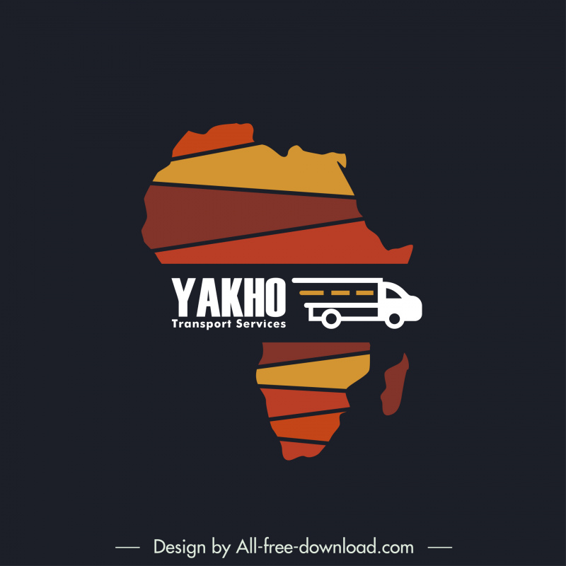 yakho transport services logotype flat map truck sketch
