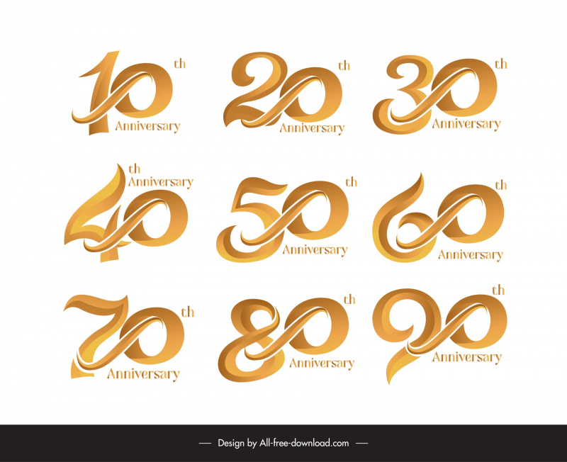 year anniversary numbers design elements elegant modern 