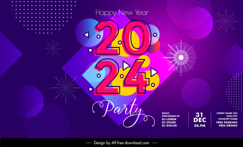 year end party backdrop template flat fireworks geometry