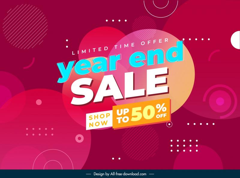 Year end sales banner template abstract circles decor Vectors images ...