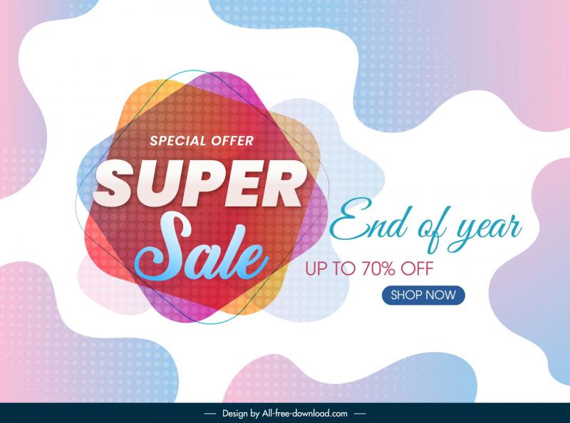 year end sales banner template abstract geometry curves 