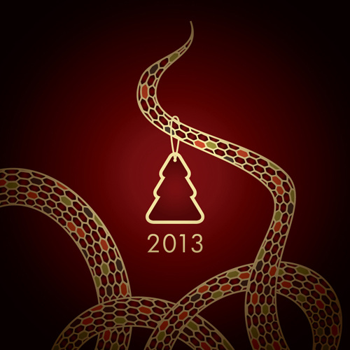 year of snake and christmas design elements vector