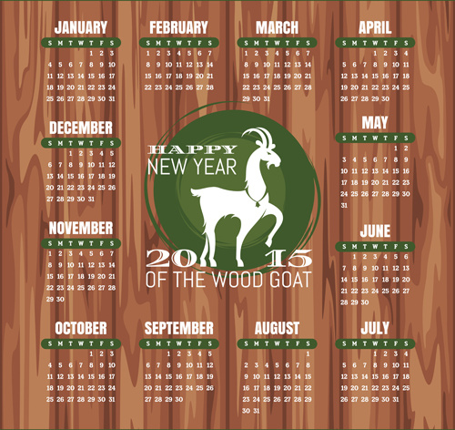 year of the sheep15 calendar vector