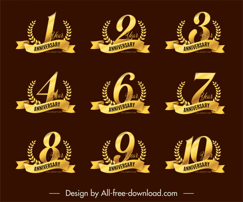 years anniversary design elements collection shiny modern 