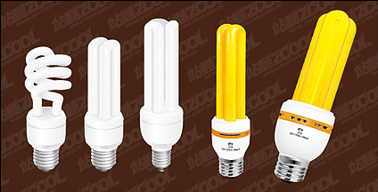 Yellow and white energy-saving lamps vector