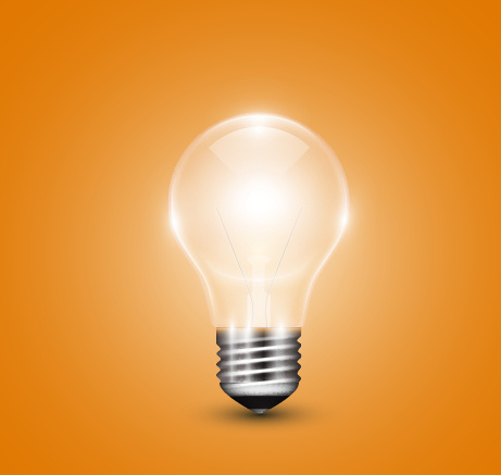 yellow background with light bulb vector