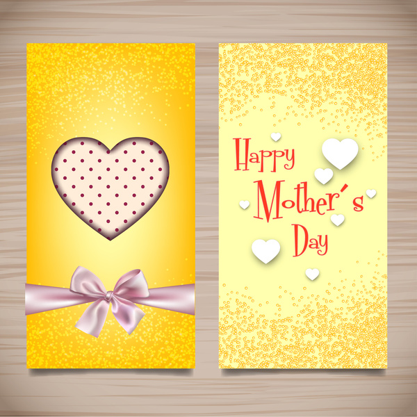 yellow mother day card desinged with hearts