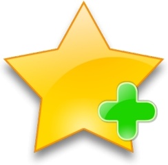 Yellow star with green add sign