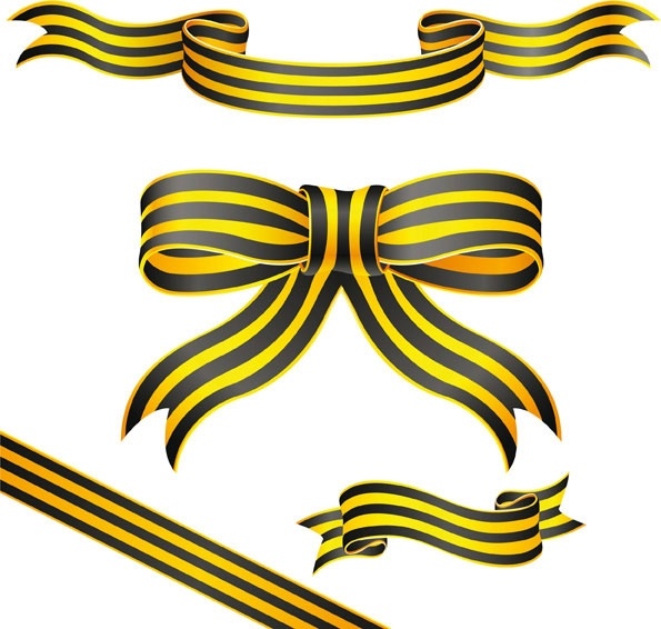 ribbons icons collection yellow striped decoration swirl design