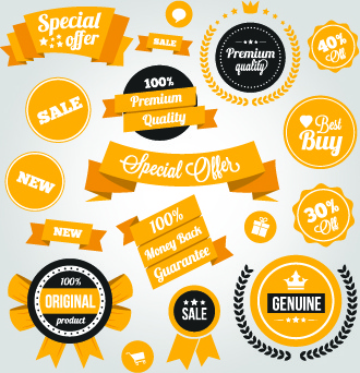 yellow style sale labels vector