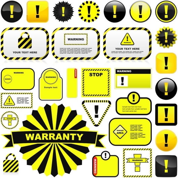 yellow warning signs and labels 01 vector