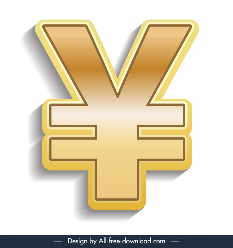 yen sign icon modern shiny golden design