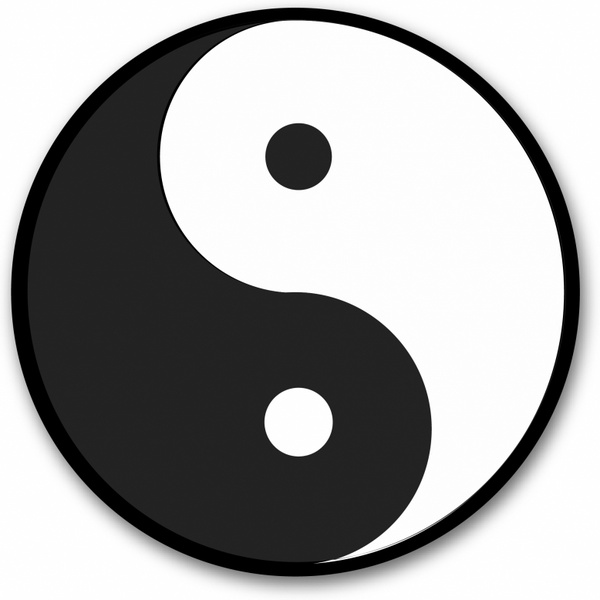 yin yang symbol black round sticker 