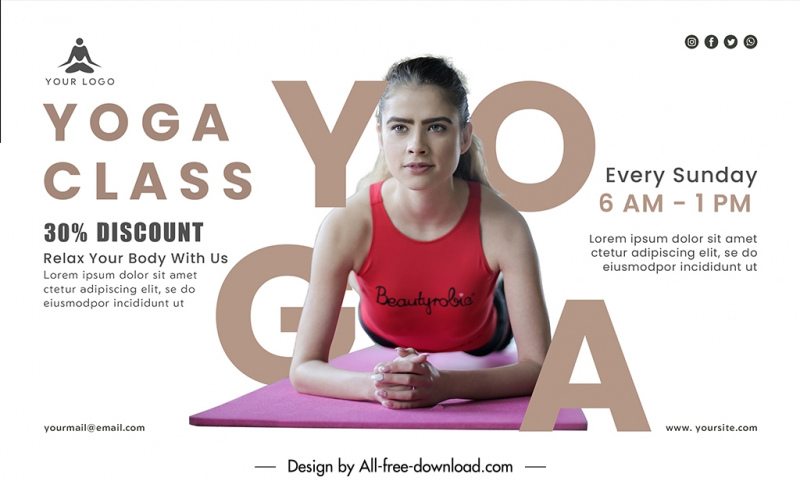 yoga class advertising banner template modern dynamic 