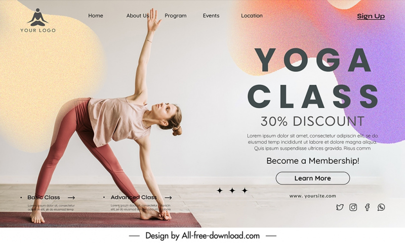 yoga landing page discount template modern dynamic