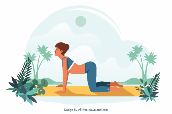 yoga painting exercising woman icon cartoon design