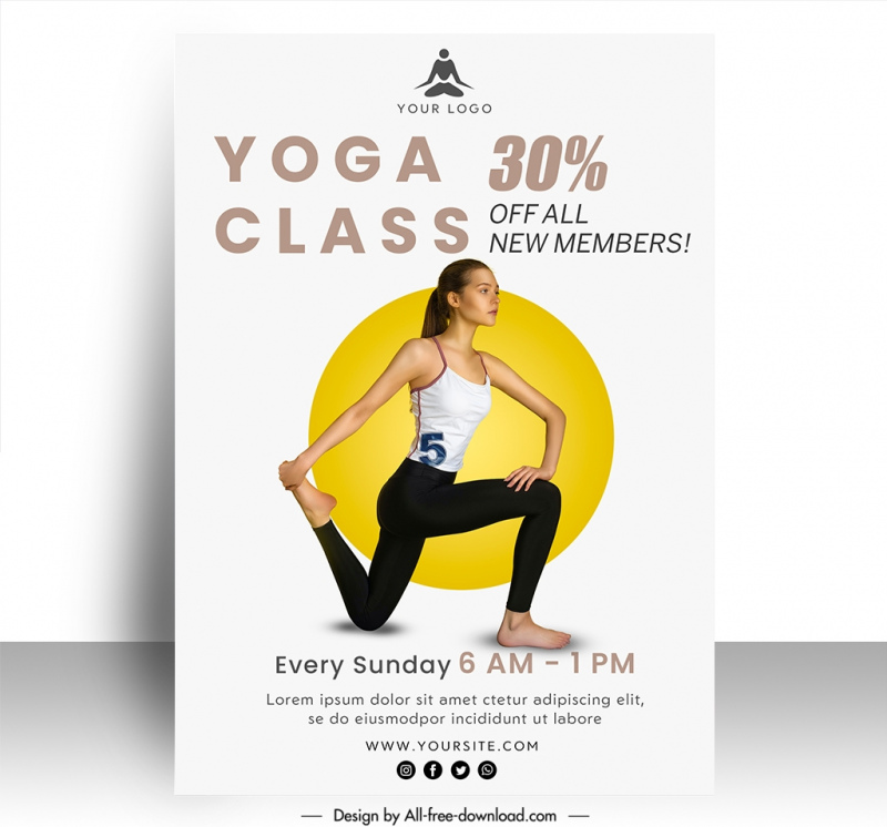 yoga poster banner template bright modern realistic 
