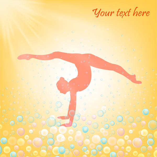 yoga poster with exercising human and light beams
