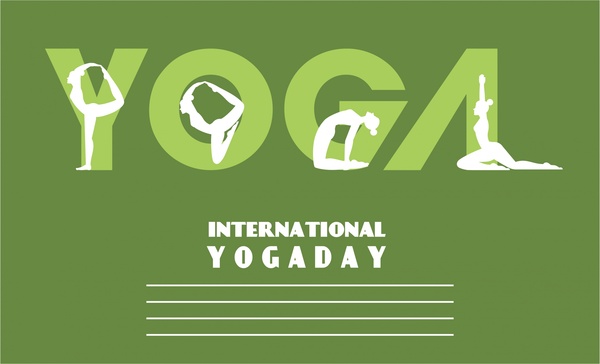 yoga promotion banner text and human gestures design