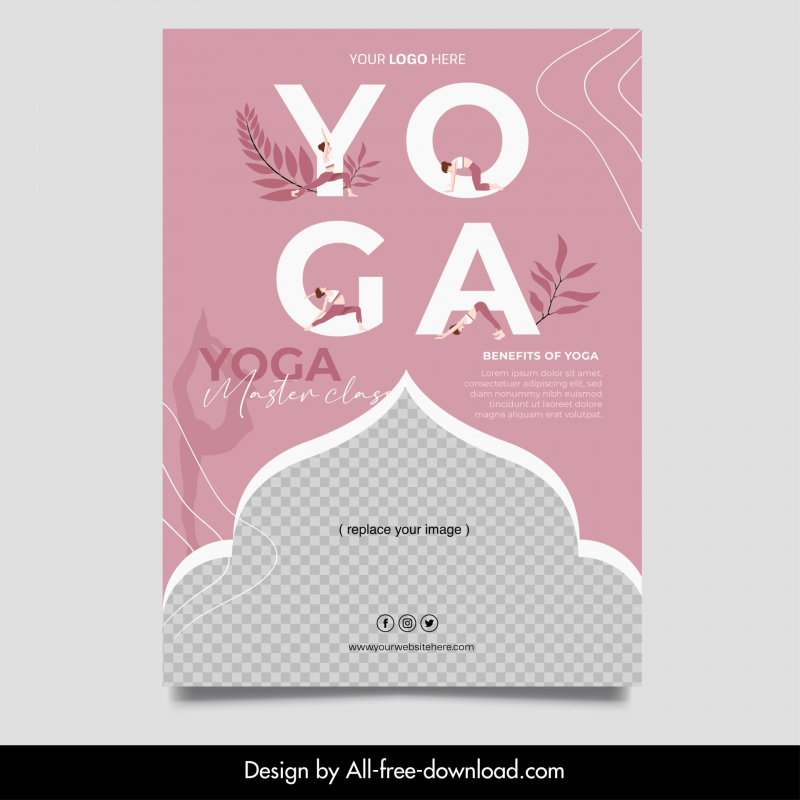 yoga retreat flyer template flat dynamic oriental elements 