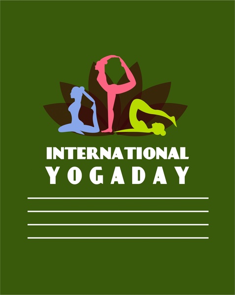 yogaday banner female doing exercise silhouette style