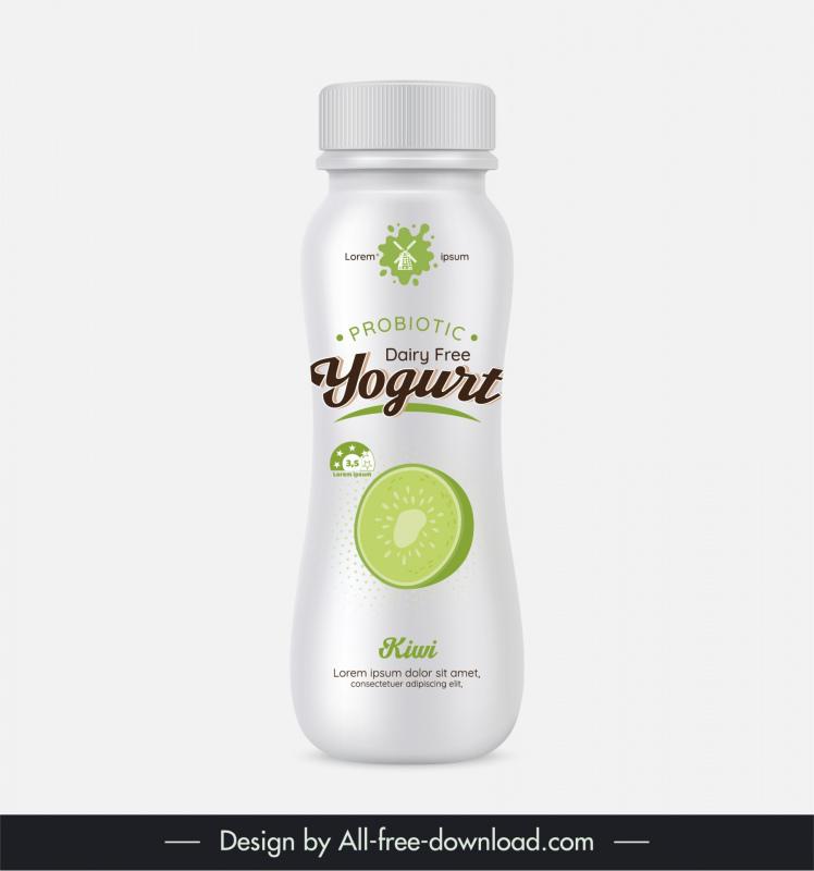 yogurt bottle packaging template elegant bright kiwi slice 