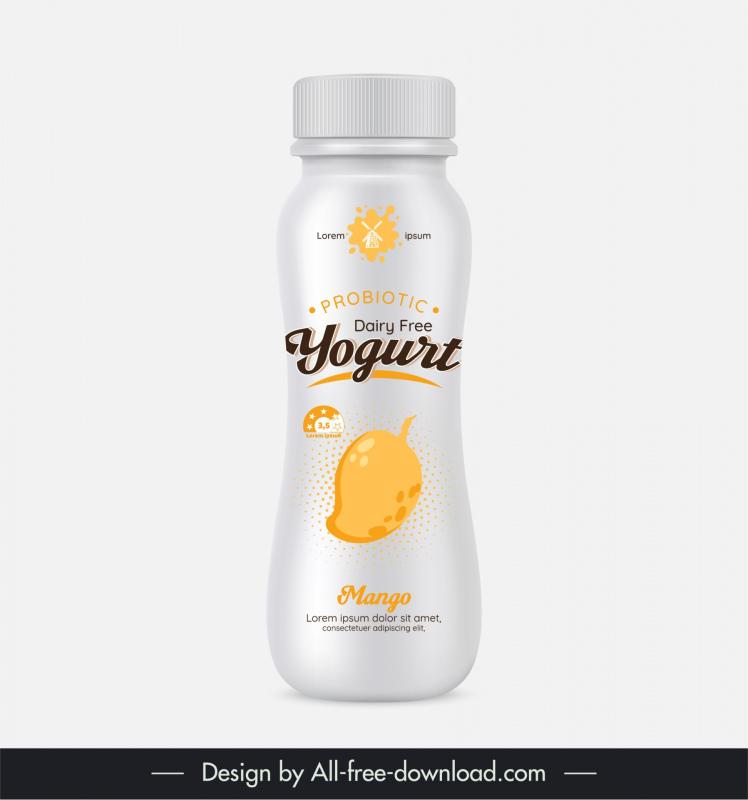 yogurt bottle packaging template mango fruit decor 