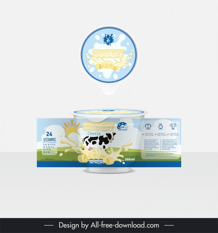 yogurt packaging template dynamic splashing milk cow 