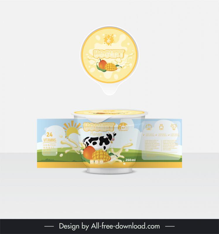 yogurt packaging template dynamic splashing milk mango cow 