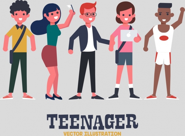 young people background cartoon characters