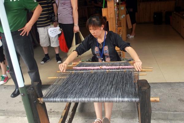 young woman weaving