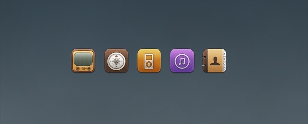 Youtube, Compass, iPod, iTunes, and Contacts Replacement Icons