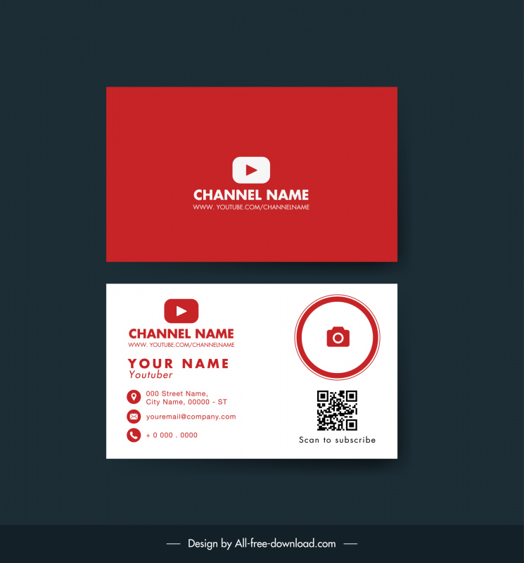 youtuber business card template simple plain decor