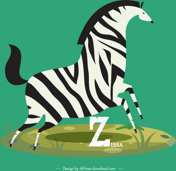 zebra icon colored classical flat design