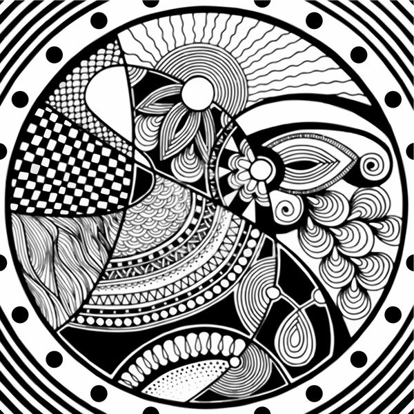 Zentangle Circle Black And White Free Vector In Encapsulated