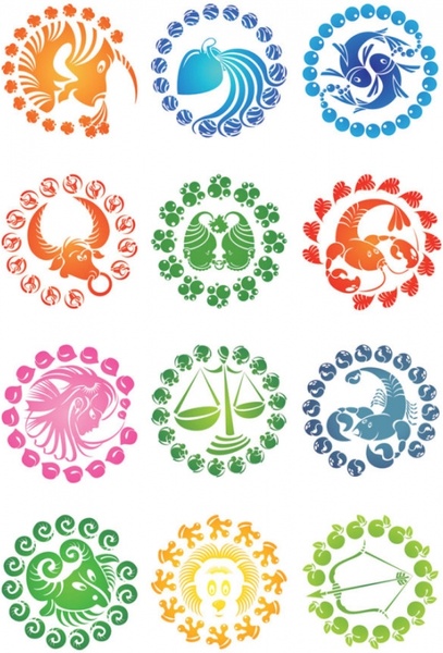 zodiac creative icons vector