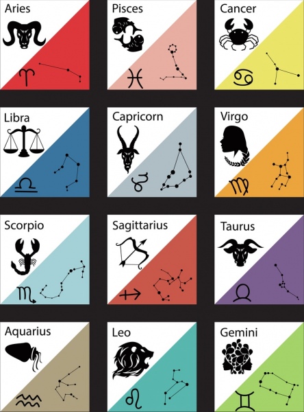 zodiac signs collection classical flat design