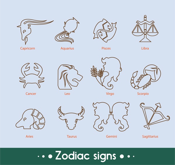 zodiac signs collection with silhouettes design style