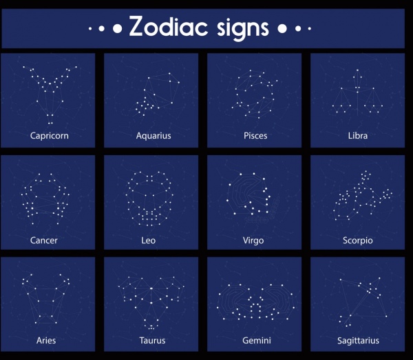 zodiac signs isolation dots connection design