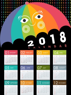 2018 calendar design elements natural wild life icons Free vector in ...