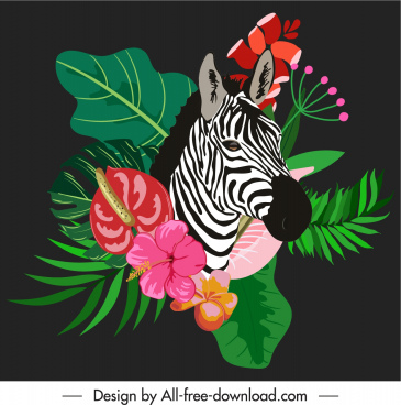 flower zebra drawing