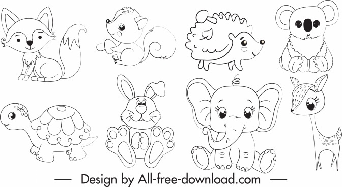 Black and white cartoon animal free vector download (37,512 Free vector ...