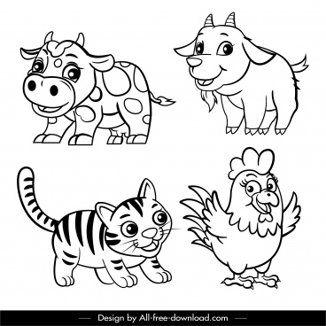 Black and white cartoon animal free vector download (37,512 Free vector ...