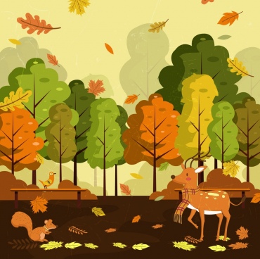 Autumn Forest Drawing Cartoon Manner Reindeer Trees Decoration Free Vector In Adobe Illustrator Ai Ai Format Encapsulated Postscript Eps Eps Format Format For Free Download 1 76mb