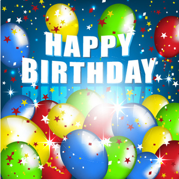 Balloons and confetti happy birthday card vector Free vector in ...