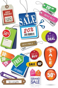 Sale tags templates modern colored rounded shapes Free vector in ...
