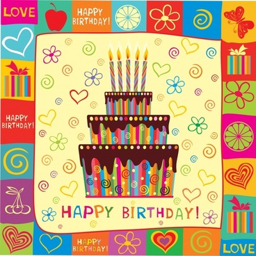 Exquisite handpainted elements birthday 04 vector Free vector in ...