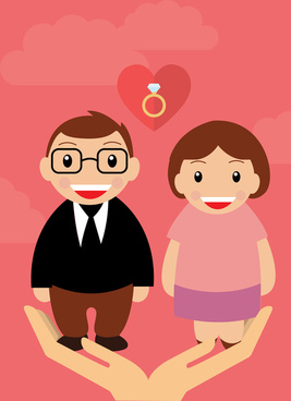Download free vector wedding cartoon couple Illustration Indian