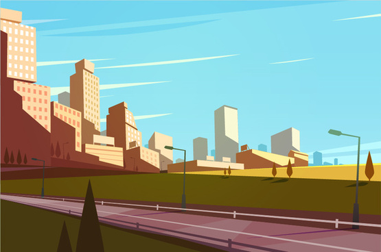 City on the hill with many Skyscraper Free vector in Adobe Illustrator ...